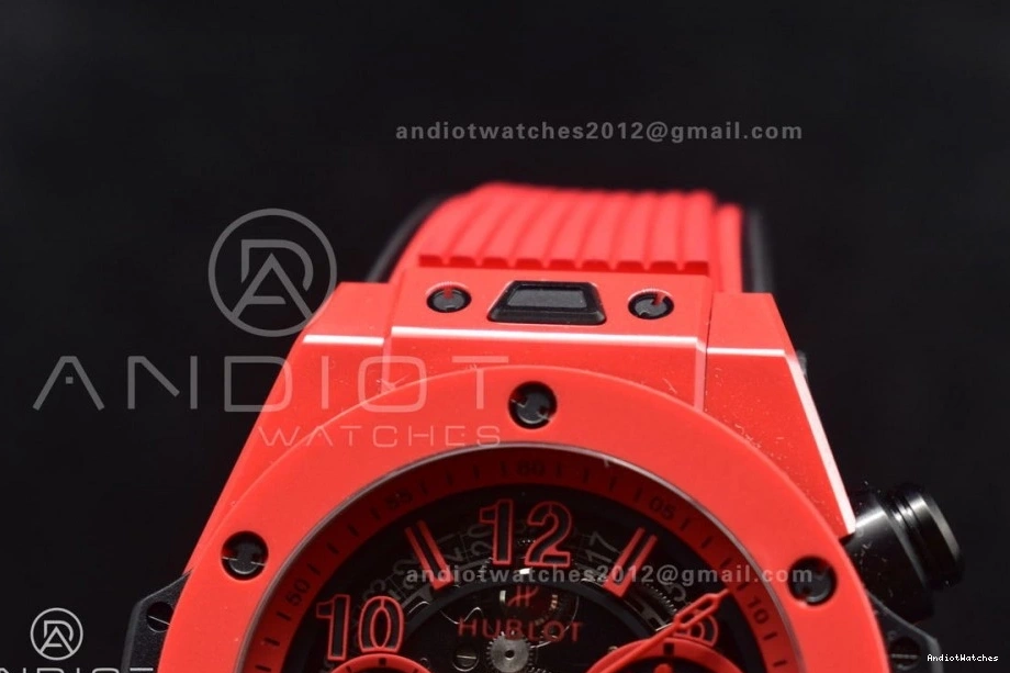 ComfortFit Skeleton 1:1 388 A Red Unico Dial Ceramic Big on Bang Best Rubber BBF Magic Edition Strap Red 0411